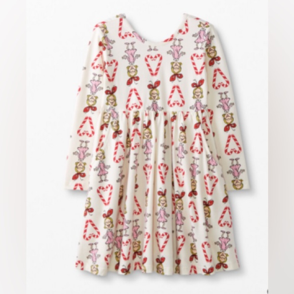 NWT Hanna Andersson Cindy Lou Who Long Sleeve Playground Dress it has pockets! 🩷